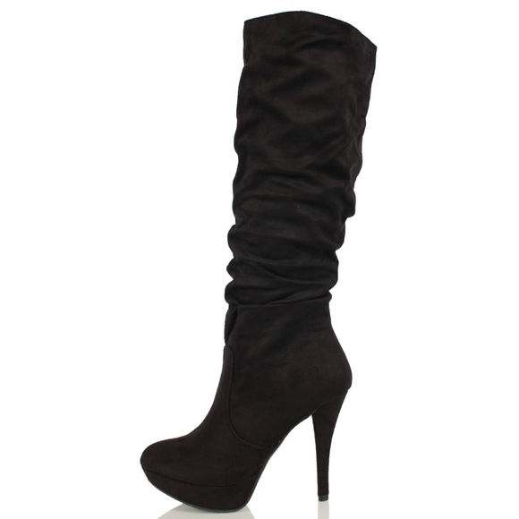 Size 10 Black faux suede slouchy knee high boot - Picture 3 of 8